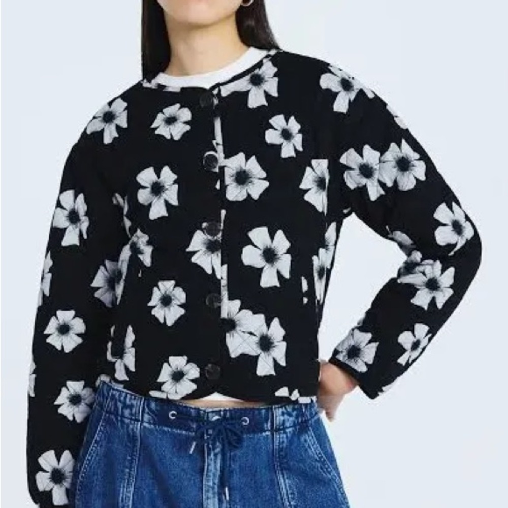 NWT Scoop Women's Cotton Floral Print Quilted Jacket, Lightweight, Large - Picture 4 of 7